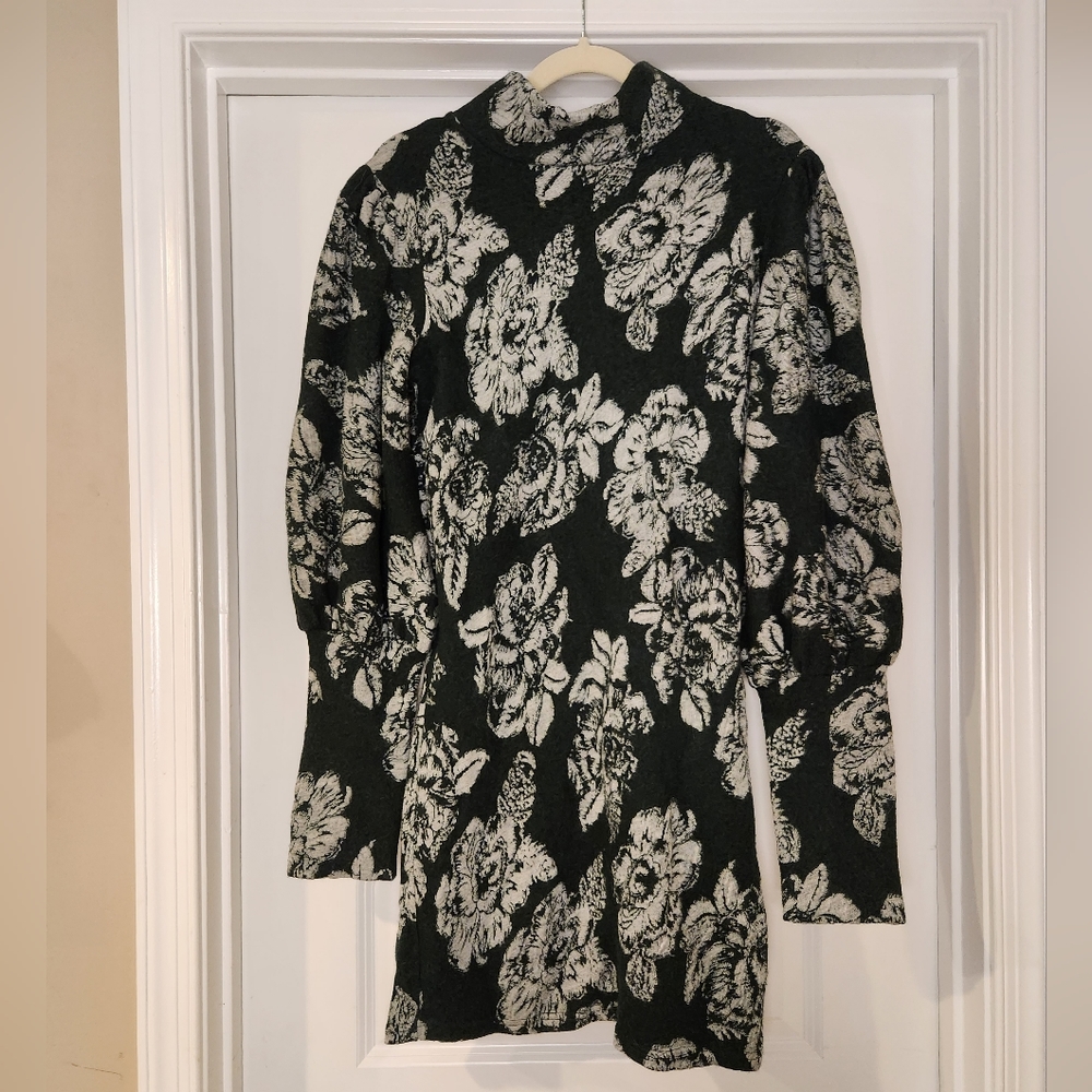 Free People Farrah Mockneck Floral Sweater Mini Dress